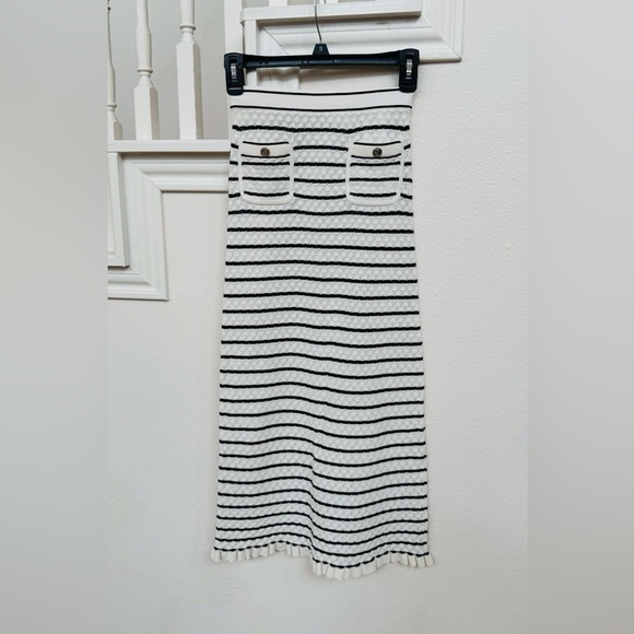 Sandro Set Striped Knit midi skirt and cardigan size 34 - Picture 5 of 10